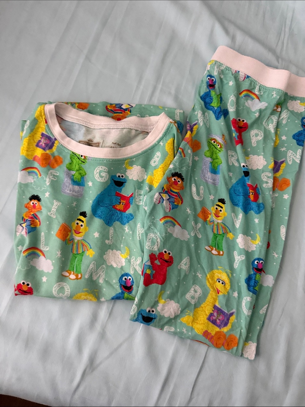 Little Sleepies Mint Pajama Set with Sesame Street Characters